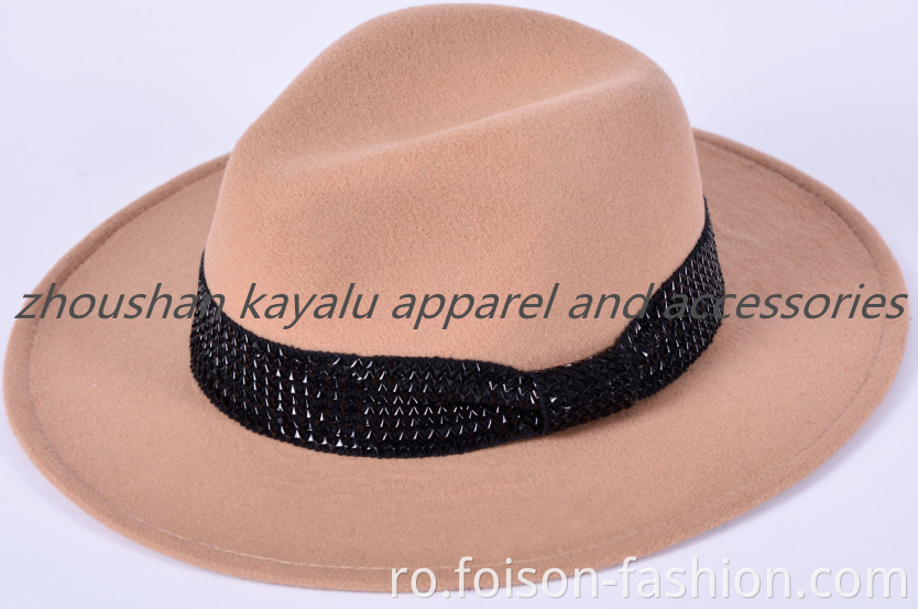 Șapcă de pâslă neagră pentru doamne de stil nou Finalizează șapca Poliester3 New Style Black Ladies Felt Cap Finalize The Cap Polyester3